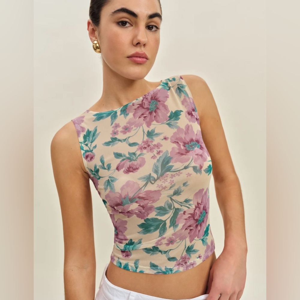 Reformation Floral Dusk Knit Top Mira Size XS